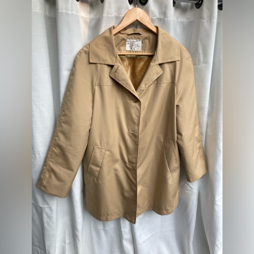 Vintage Sears All-Weather Coat w/ Faux Fur Lining, Tan, Women’s Size 16 - Picture 2 of 14